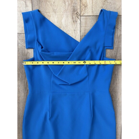 NWT Black Halo Womens Jackie O Blue Sheath Dress Size 14 Midi Celebrity Stretch - Picture 11 of 16